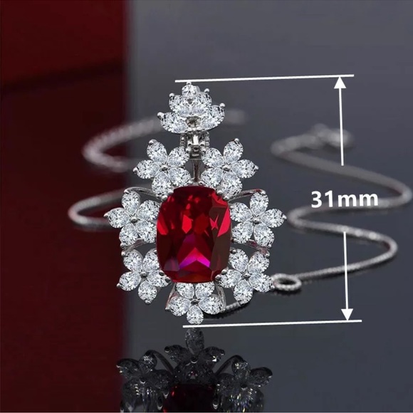 Women 925 Silver Necklaces Pendant Gorgeous Cubic Zirconia Engagement Jewelry - Picture 4 of 5